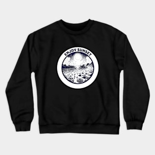 summertime sunset beach illustration Crewneck Sweatshirt